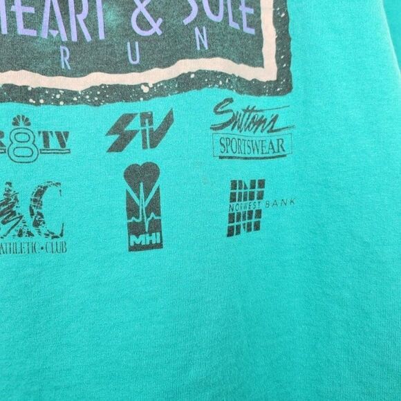 Heart & Sole 10K Run T Shirt Vintage 90s 1993 Billings Montana 50/50 Made In USA - Picture 3 of 7